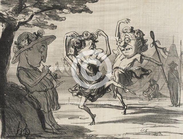 Les trois disciples de Mr. Cobdem se livrant.., 1854. Creator: Honore Daumier.