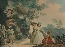 Les Trois Soeurs Au Parc De Saint-Cloud (Three Sisters in Parc Saint-Cloud), c1790, (1913). Artist: Jean-Baptiste Chapuy