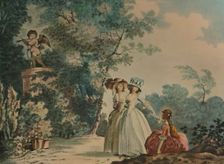 Les Trois Soeurs Au Parc De Saint-Cloud (Three Sisters in Parc Saint-Cloud), c1790, (1913). Artist: Jean-Baptiste Chapuy