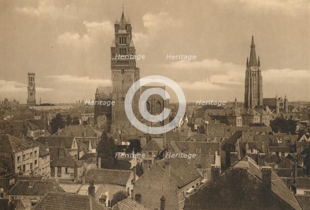 'Les trois Tours (Beffroi, Cathédrale et Eglise Notre-Dame)', c1928. Artist: Unknown.