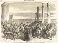 Les troupes Austro-Prussiennes entrant a Hambourg ... [top half], published 1864. Creator: Charles Maurand