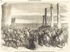 Les troupes Austro-Prussiennes entrant a Hambourg ... [top half], published 1864. Creator: Charles Maurand