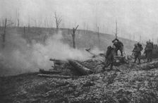 Les Vainqueurs; Dans le Fond-du-loup: nettoyage des abris souterrains de l'ennemi, au moyen de gren Creator: Unknown