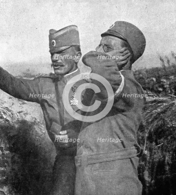 'Les vainqueurs Serbes de la Tcherna et de Monastir; le voivode Givoin Michitch, le..., 1916. Creator: Vladimir Betzitch.