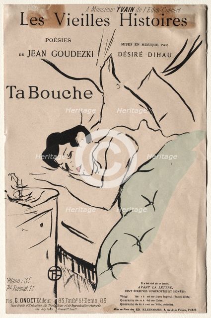 Les Vieilles histoires: Ta Bouche, 1893. Creator: Henri de Toulouse-Lautrec (French, 1864-1901).