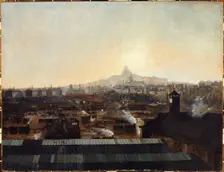 Les Voies de la gare du Nord, les toits de l'hôpital Lariboisière et la colline de Montmartre, c1895 Creator: Louis-Robert Carrier-Belleuse