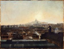 Les Voies de la gare du Nord, les toits de l'hôpital Lariboisière et la colline de Montmartre, c1895 Creator: Louis-Robert Carrier-Belleuse
