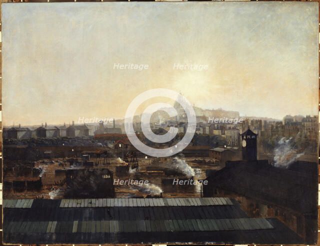 Les Voies de la gare du Nord, les toits de l'hôpital Lariboisière et la colline de Montmartre, c1895 Creator: Louis-Robert Carrier-Belleuse.