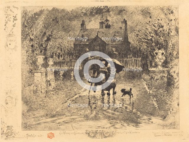 Les Voisins de Campagne (Country Neighbors), 1879/1880. Creator: Felix Hilaire Buhot.