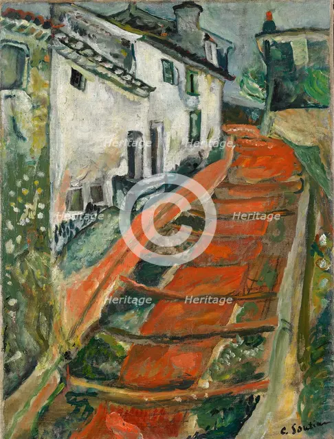 L'escalier rouge à Cagnes (Red Steps in Cagnes), ca 1923. Creator: Soutine, Chaim (1893-1943).