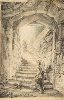 L'Escalier (The Curving Stair), 1778-79. Creator: Gabriel de Saint-Aubin