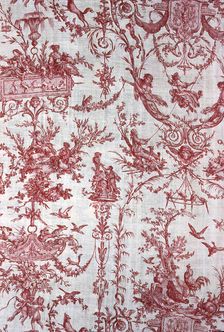 L'Escarpolette, (The Swing), Furnishing Fabric, France, c. 1789. Creator: Christophe-Philippe Oberkampf
