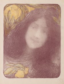 LEstampe moderne: Under the Flowers, c. 1893. Creator: Edmond François Aman-Jean (French, 1858-1936); : L'Estampe moderne