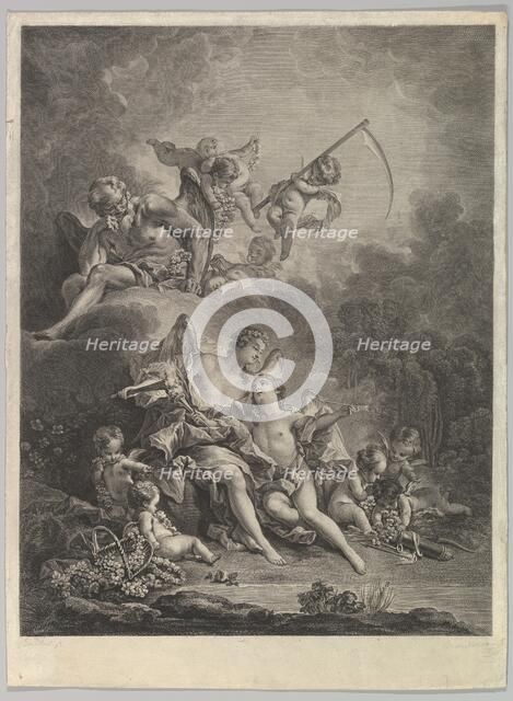 L'Hymen et l'Amour (Hymen and Cupid), 18th century. Creator: Jacques Firmin Beauvarlet.