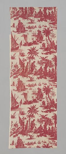L'Hommage de l'Amérique á la France (America's Tribute to France) (Furnishing Fabric), c. 1780. Creators: Jean Baptiste Marie Huet, Christophe-Philippe Oberkampf, Oberkampf Manufactory