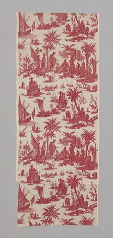 L'Hommage de l'Amérique á la France (America's Tribute to France) (Furnishing Fabric), c. 1780. Creators: Jean Baptiste Marie Huet, Christophe-Philippe Oberkampf, Oberkampf Manufactory