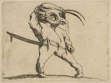 L'Homme Masqué aux Jambes Torses (The Masked Man with Crooked Legs), from Varie Figure ..., 1616-22. Creator: Jacques Callot