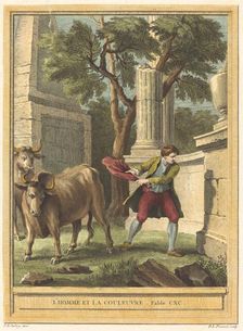 L'homme et la couleuvre (Man and the Snake), published 1759. Creator: Benoit-Louis Prevost