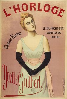 L'Horloge: Yvette Guilbert, ca 1890-1895. Creator: Anonymous