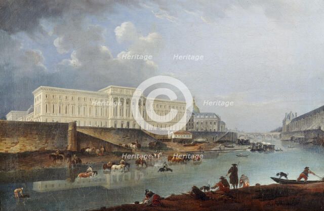 L'Hôtel de la Monnaie, le quai de Conti et la Seine, vus de la pointe de la Cité, 1777. Creator: Demachy, Pierre-Antoine (1723-1807).