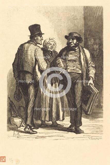 L'Hotel des Commissaires-priseurs: Les Marchands, 1863. Creator: Charles Maurand.