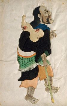 Li T'ieh Kuai walking with the aid of a crutch, 1800-1899. Creator: Unknown