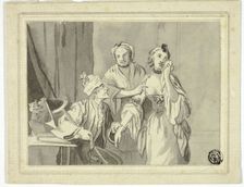 Literary Illustration: Old Man Detaining Young Woman, Who is Accompanied by Older Woman, n.d. Creators: John Collet, Jacques Callot