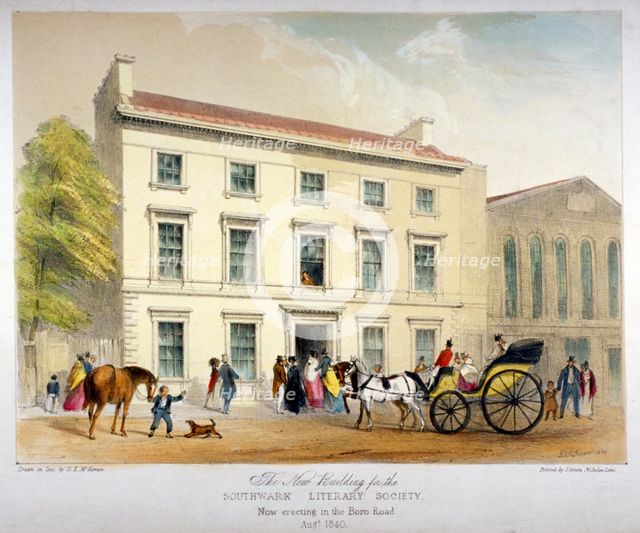 Literary Society building on Borough Road, Southwark, London, 1840.          Artist: D McKewan