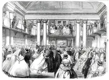 Literary reunion in Mr. Mudie's new hall, 1860. Creator: Unknown