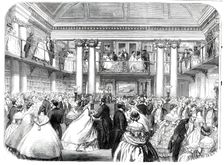 Literary reunion in Mr. Mudie's new hall, 1860. Creator: Unknown