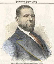 Lithographic print of Hiram Revels, ca. 1870. Creator: Unknown