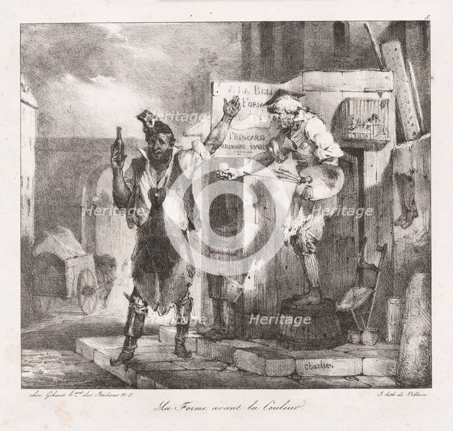 Lithographic Sketches by Charlet: Form before Color , 1823. Creator: Nicolas Toussaint Charlet (French, 1792-1845); Villain.