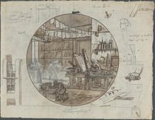 Lithographic Workshop, 19th century. Creator: Unknown