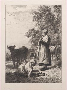 Little Milkmaids, 1864. Creator: Charles Emile Jacque