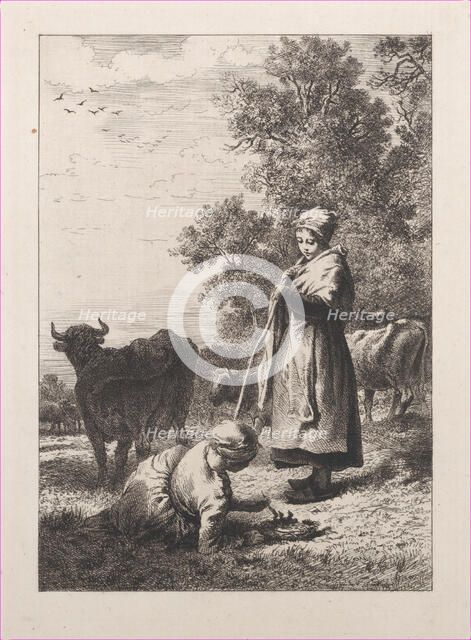 Little Milkmaids, 1864. Creator: Charles Emile Jacque.