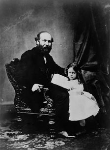 Little Mollie Garfield & her father, c1865, printed later?. Creator: Mathew Brady