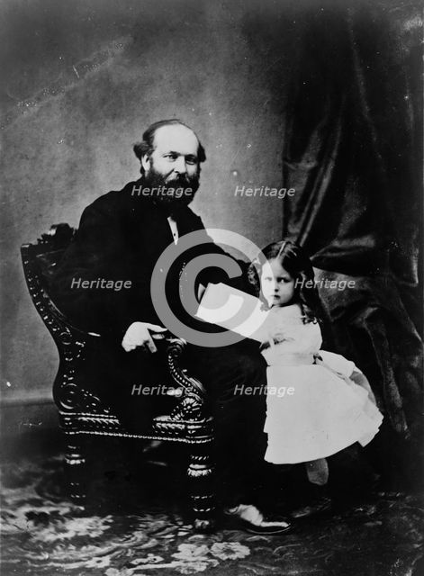 Little Mollie Garfield & her father, c1865, printed later?. Creator: Mathew Brady.