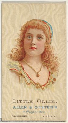 Little Ollie, from World's Beauties, Series 2 (N27) for Allen & Ginter Cigarettes, 1888., 1888. Creator: Allen & Ginter