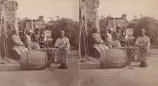 Little Bo Peep. [Group of men and women seated outside, child peeking...], (1868-1900?). Creator: O. Pierre Havens