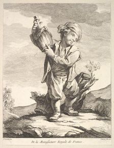 Little boy holding a vessel, from Premier Livre de Figures d'après les porcelaines de la M..., 1757. Creator: Pierre Etienne Falconet