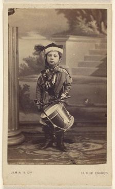 Little boy in uniform, 1870s. Creator: Jamin & Cie