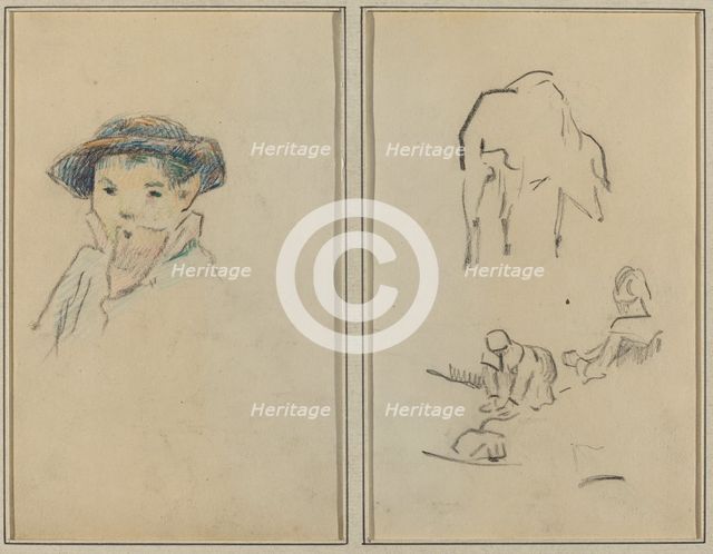 Little Breton Boy; A Pig and a Washerwoman [recto], 1884-1888. Creator: Paul Gauguin.