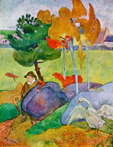 Little Breton Boy with a Goose 1889 (1939).Artist: Paul Gauguin