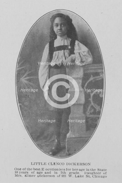 Little Clenco Dickerson; One of the best elocutionists for her age in the State..., Chicago, 1907. Creator: Unknown.