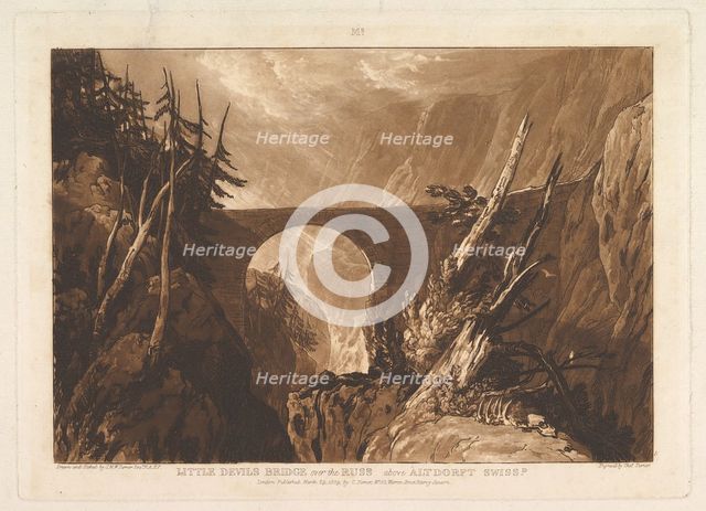 Little Devil's Bridge over the Russ, above Altdorft, Switzerland (Liber Studioru..., March 29, 1809. Creator: JMW Turner.