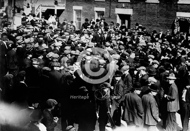 Little Falls, Phil. Caley speaking on "Permitted" corner, between c1910 and c1915. Creator: Bain News Service.