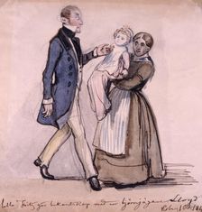 "Little Fritz makes the acquaintance of a bear hunter Lloyd. Koberg 1 Oct. 1843." Creator: Fritz von Dardel