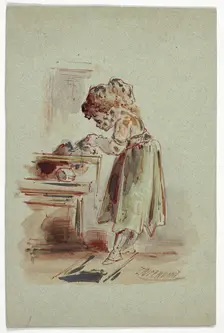 Little Girl Cooking, n.d. Creator: Dupenvant