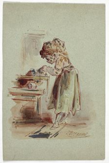 Little Girl Cooking, n.d. Creator: Dupenvant