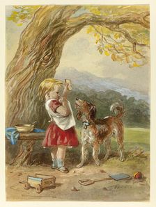 Little Girl and Dog, n.d. Creator: Hablot Knight Browne